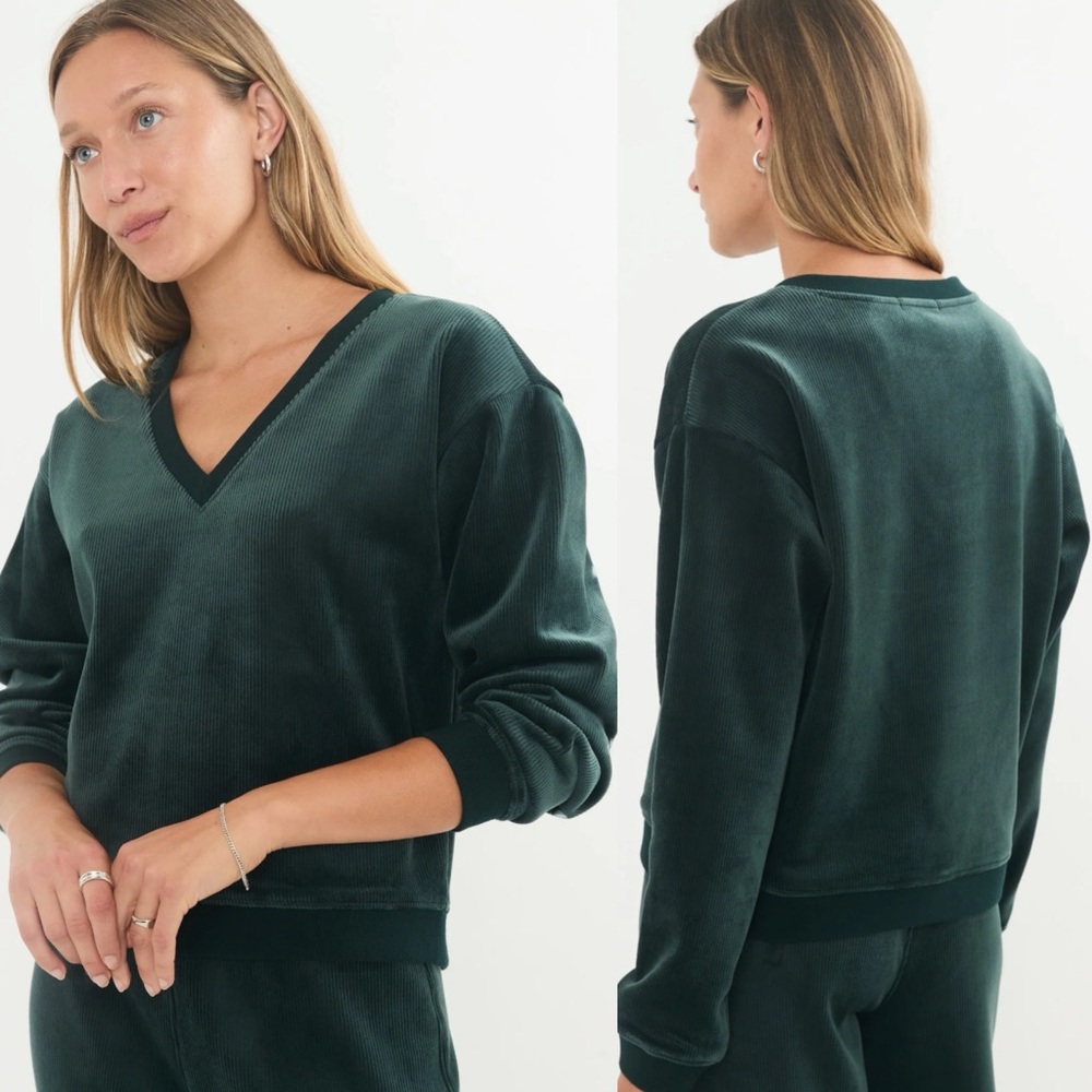 Marine Layer Cord Velour V-Neck Sweatshirt - Picture 3 of 6